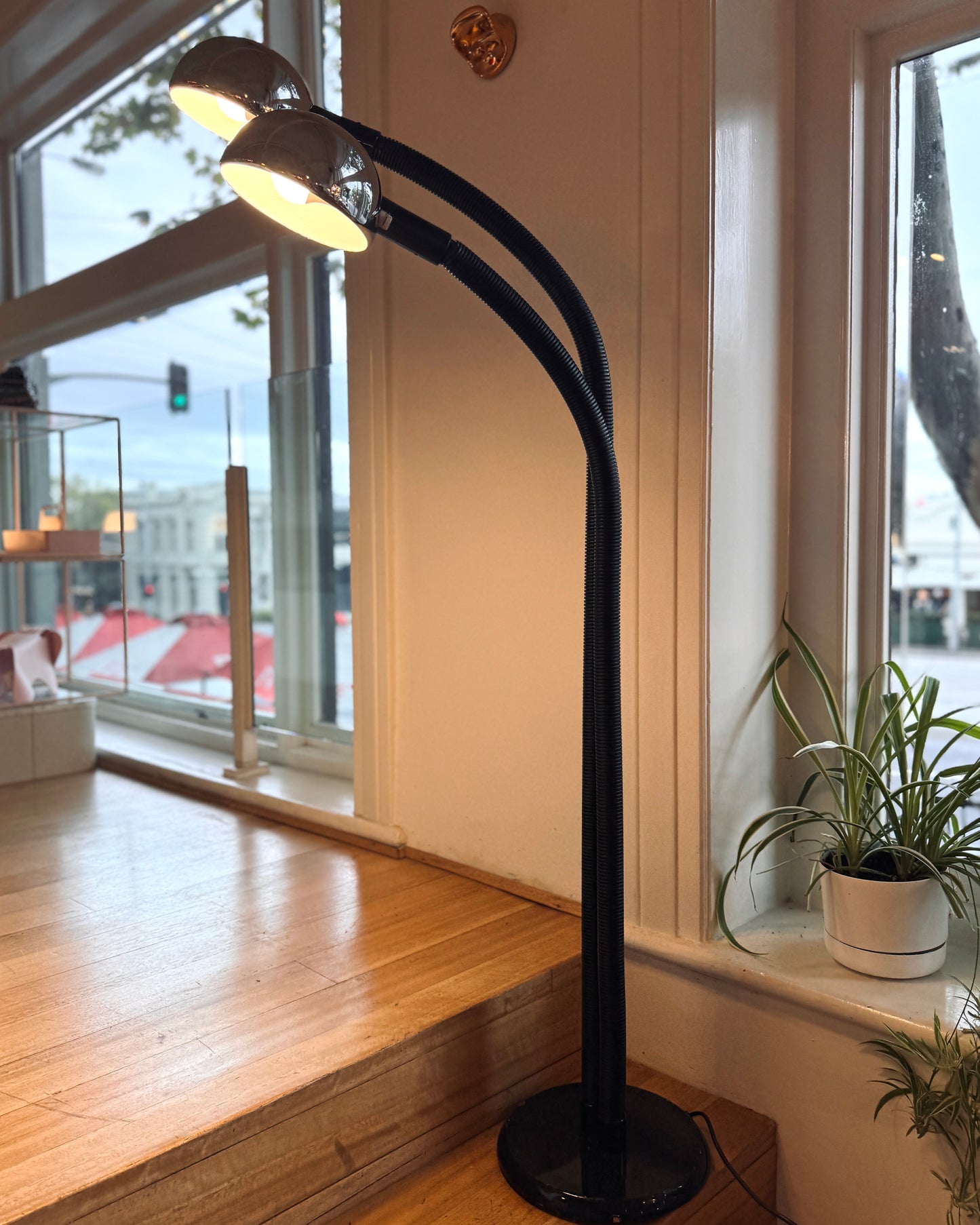 VINTAGE / Oslo Aust. 1970s Chrome Gooseneck Floor Lamp