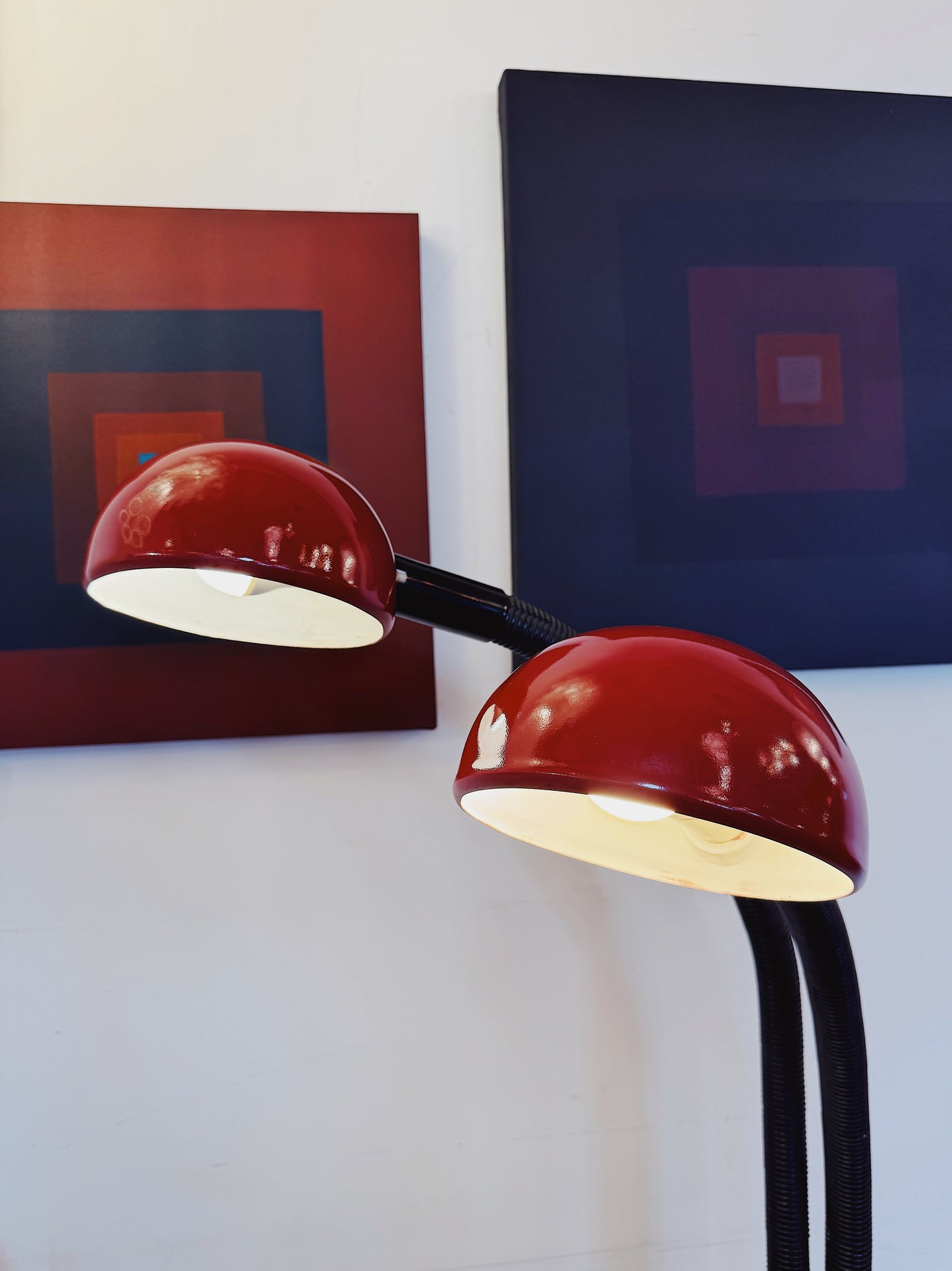 OSLO Aust. / 1970s Burgundy Gooseneck Floor Lamp