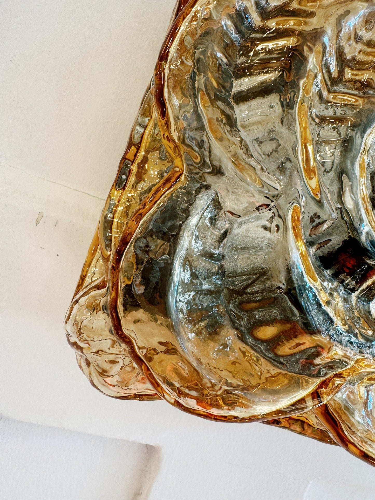 ERCO / Vintage Floral Flush/Wall Mount Lights - Amber Glass