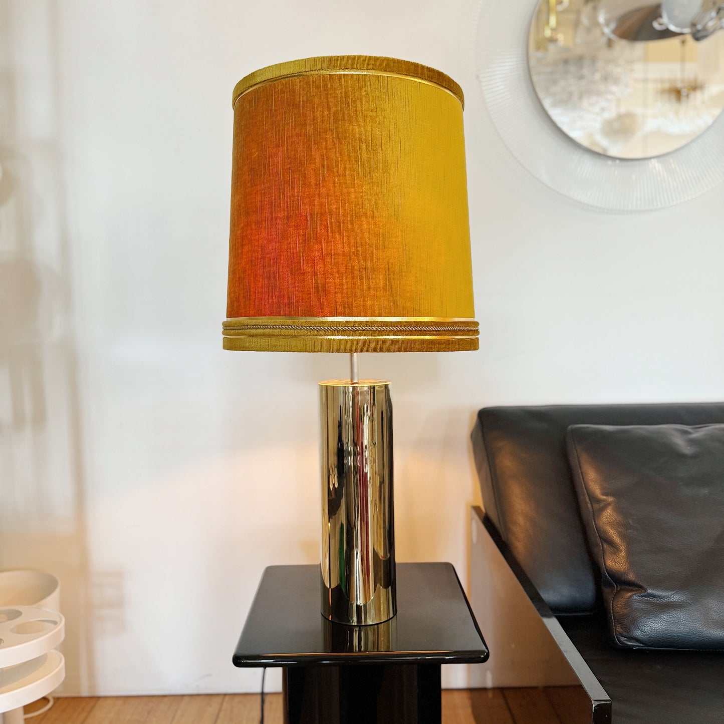 VINTAGE LAMP / Brass/Gold Lamp w/ Velvet Shade