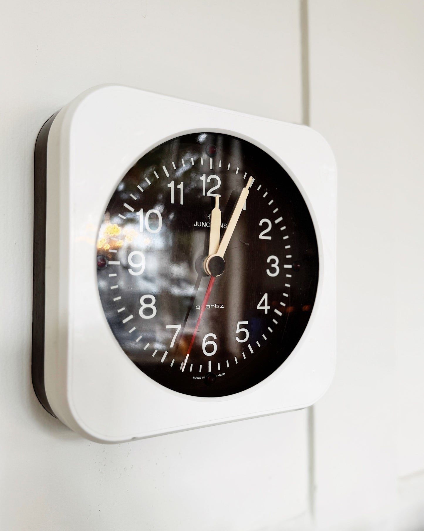 RETRO / 1970s Plastic White & Brown Wall Clock