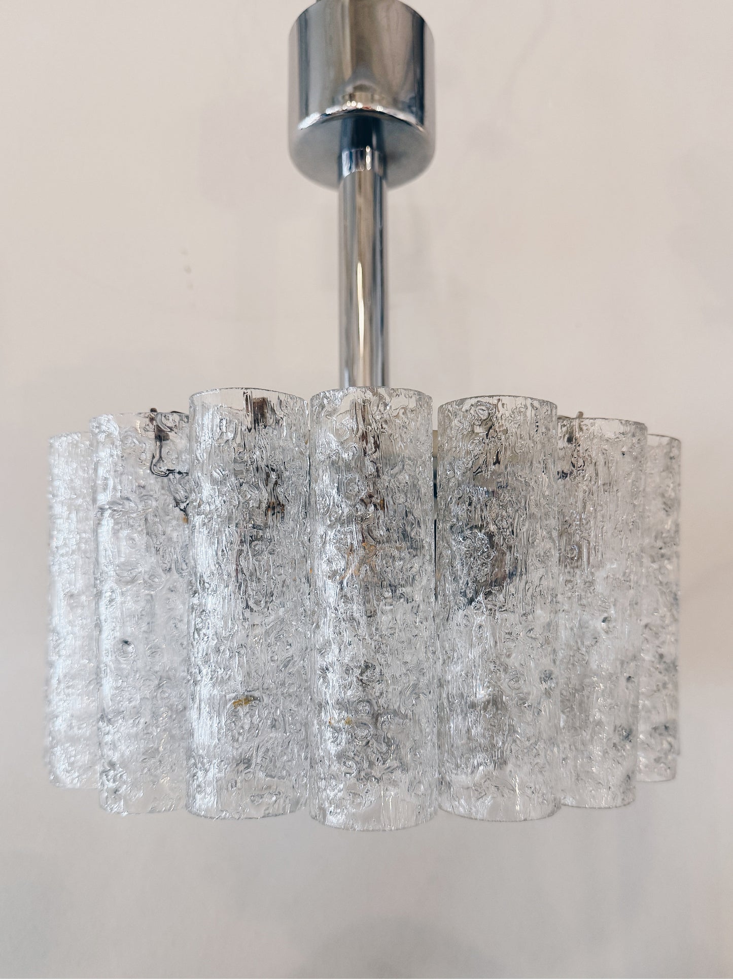 DORIA LEUCHTEN / German 1960s Single Tier Glass Tube Chandelier