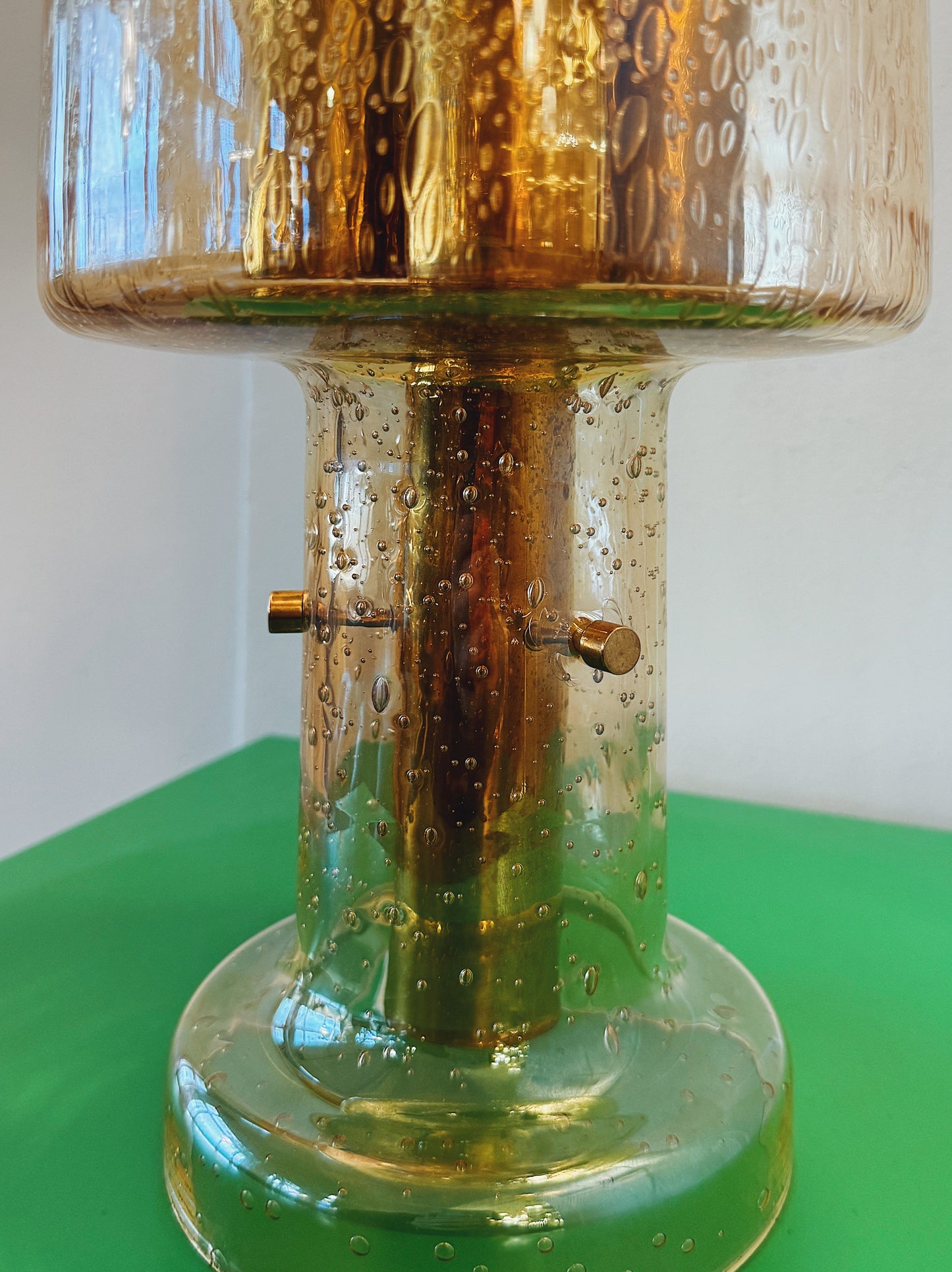 VINTAGE / French Bubble Glass Gold Table Lamp