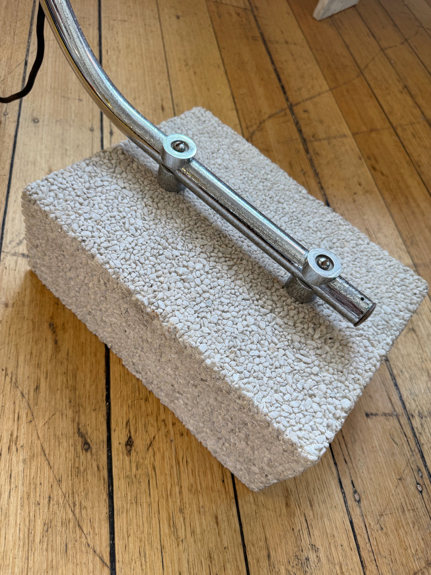 VINTAGE/ 1970s Arco Pebble Stone Base Floor Lamp
