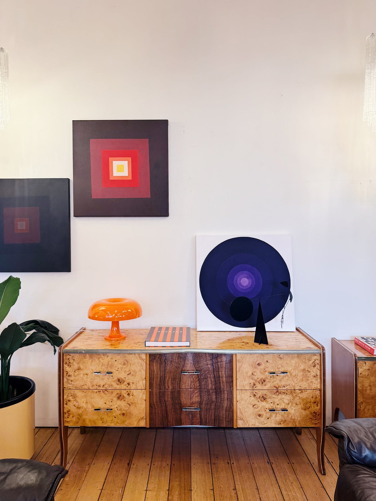VINTAGE / Burl Veneer Wood Credenza