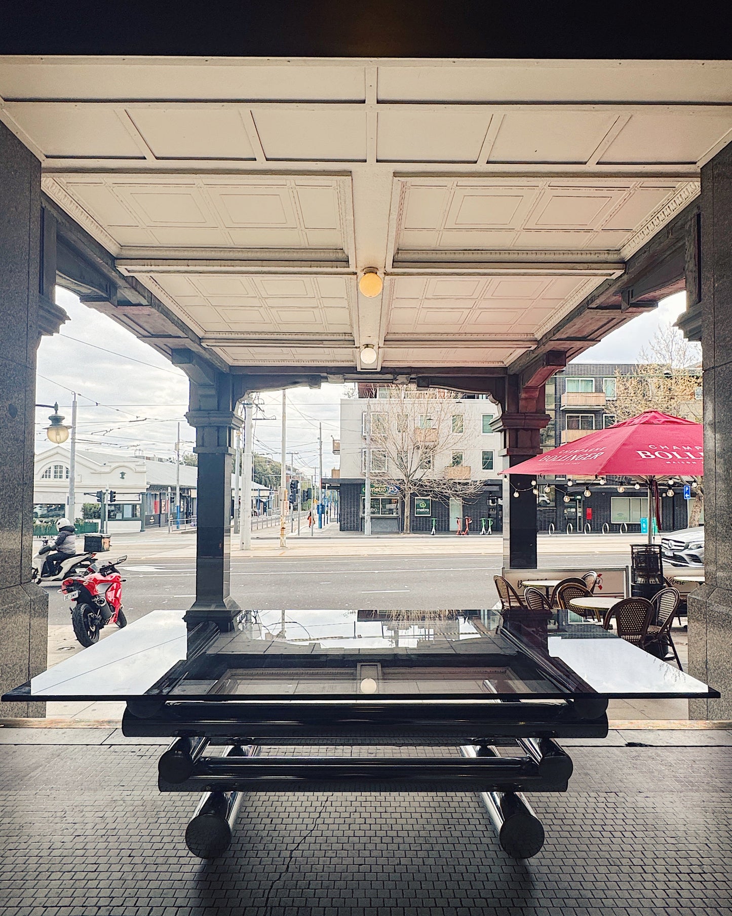 VINTAGE / 1970s Italian Tubular Chrome Smoky Glass Coffee Table