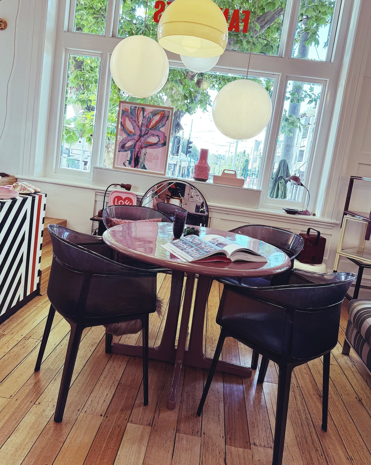 FANTASY #441 / Custom High Gloss Lacquered Dining Table in Aubergine