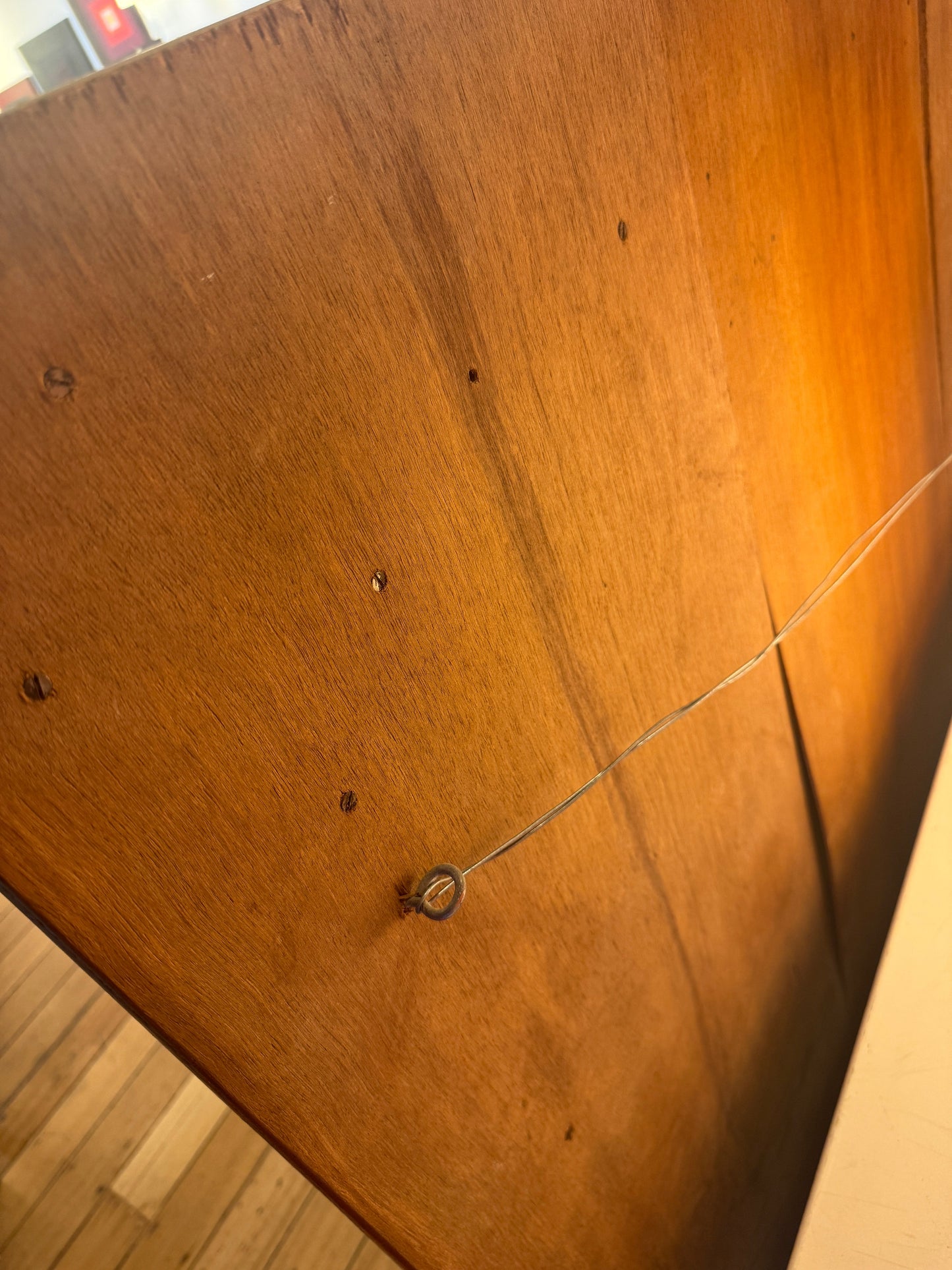 VINTAGE / Mid Century XL Ridged Wood Mirror