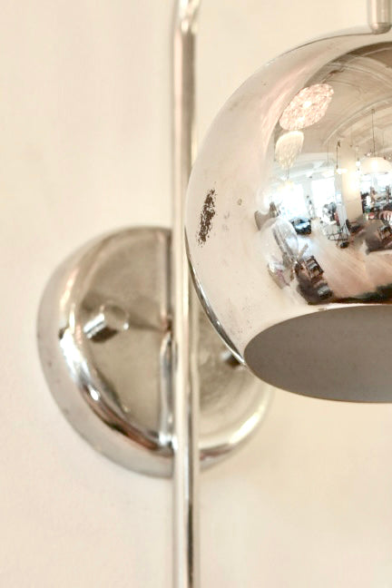 MEBLO GUZZINI / Pair of Chrome Space Age Sconces