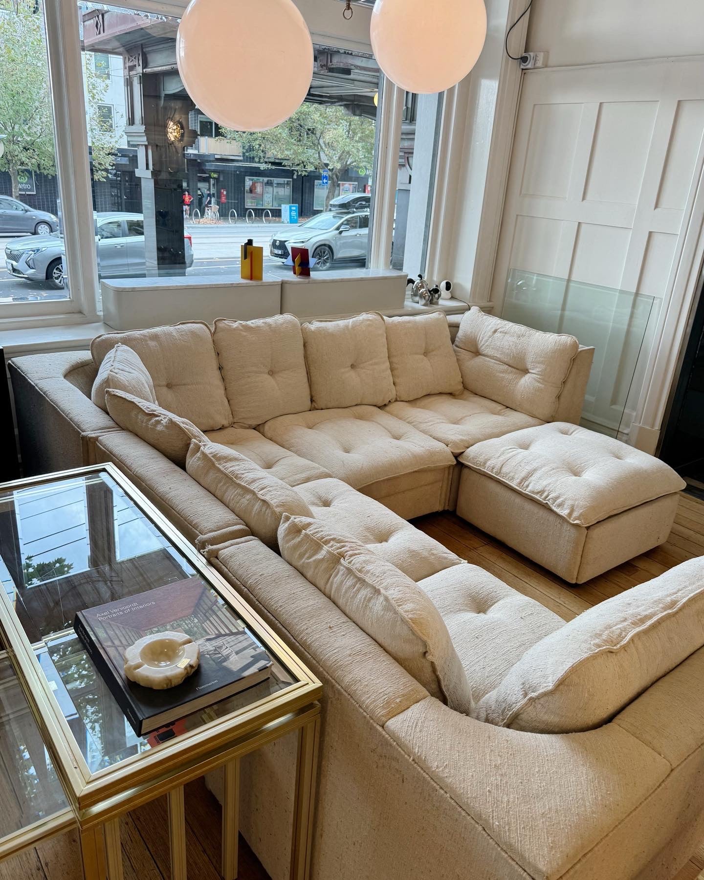 FLER / 1970s Oatmeal 5 Piece Modular Sofa Setting + Ottoman