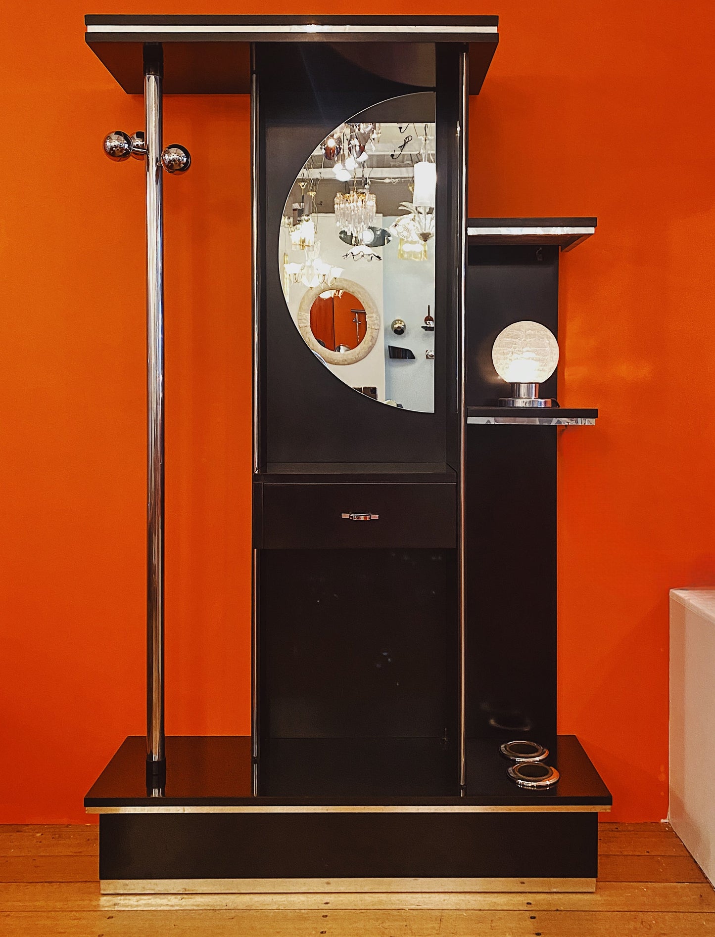 POST MODERN / Chrome Foyer Station with Coat Rack
