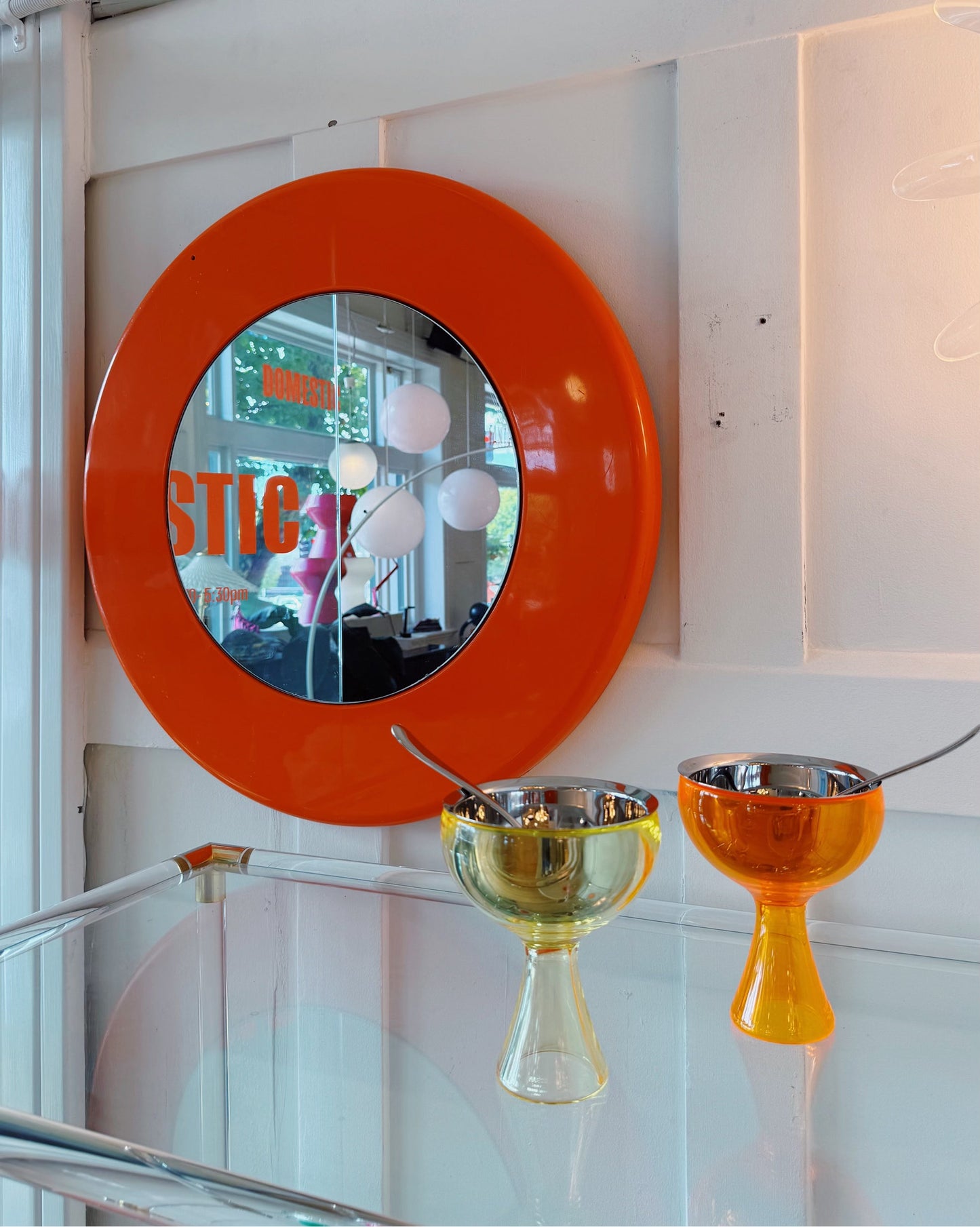 KARTELL / 1970s Space Age Orange Wall Mirror by Anna Castelli Ferrieri