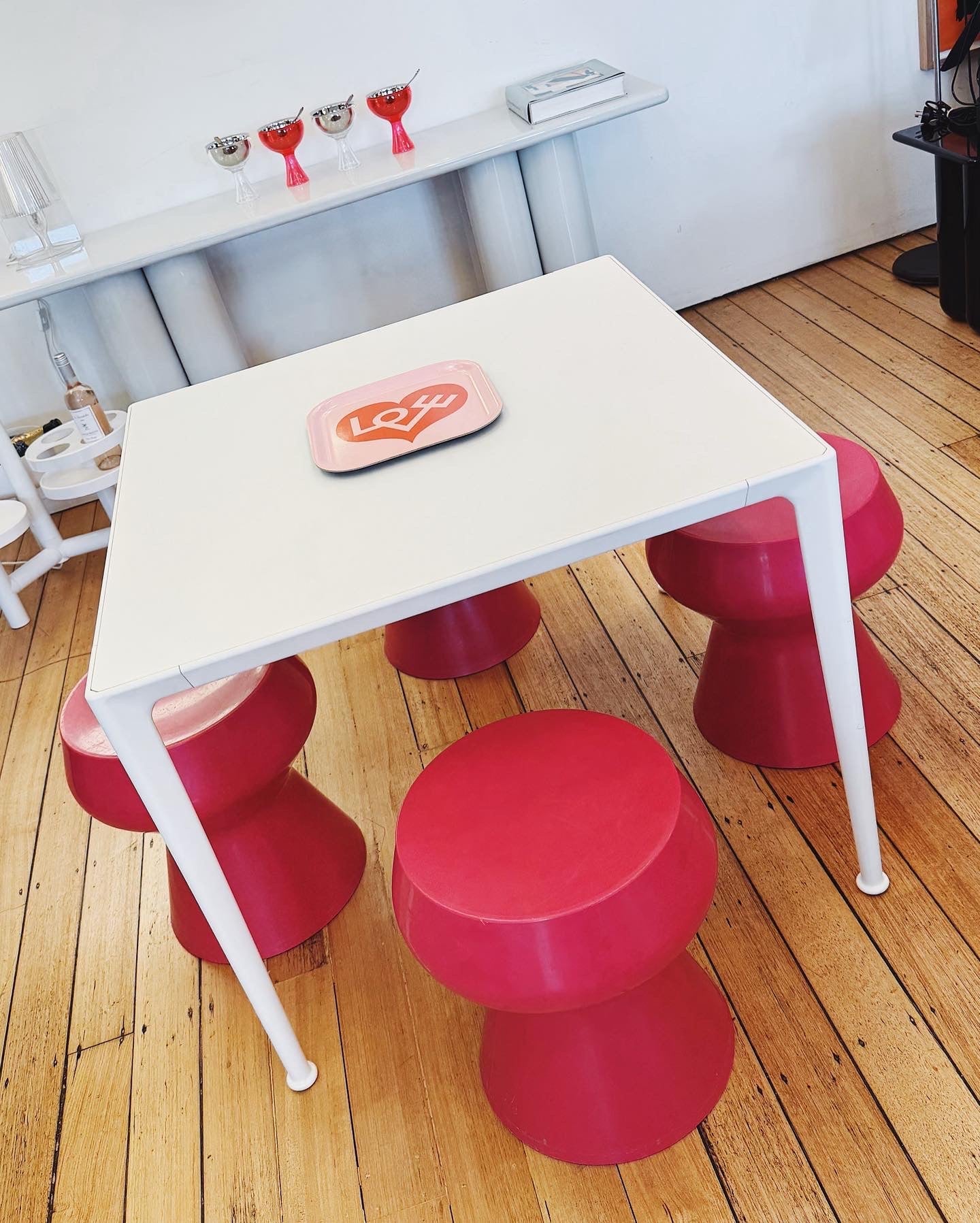 KORBAN/FLAUBERT / Swell Stool in Pink & White