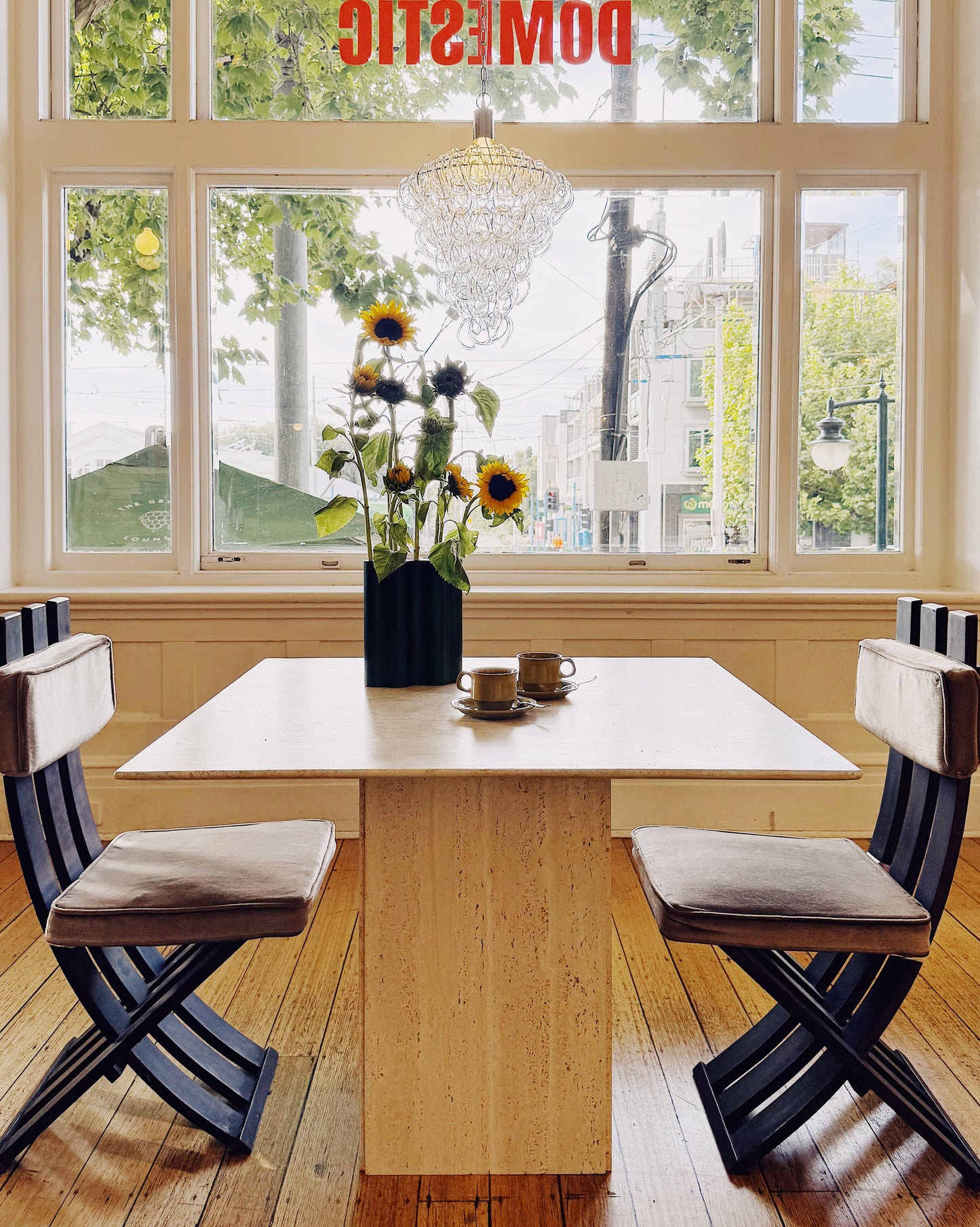 VINTAGE / Travertine Square Dining Table
