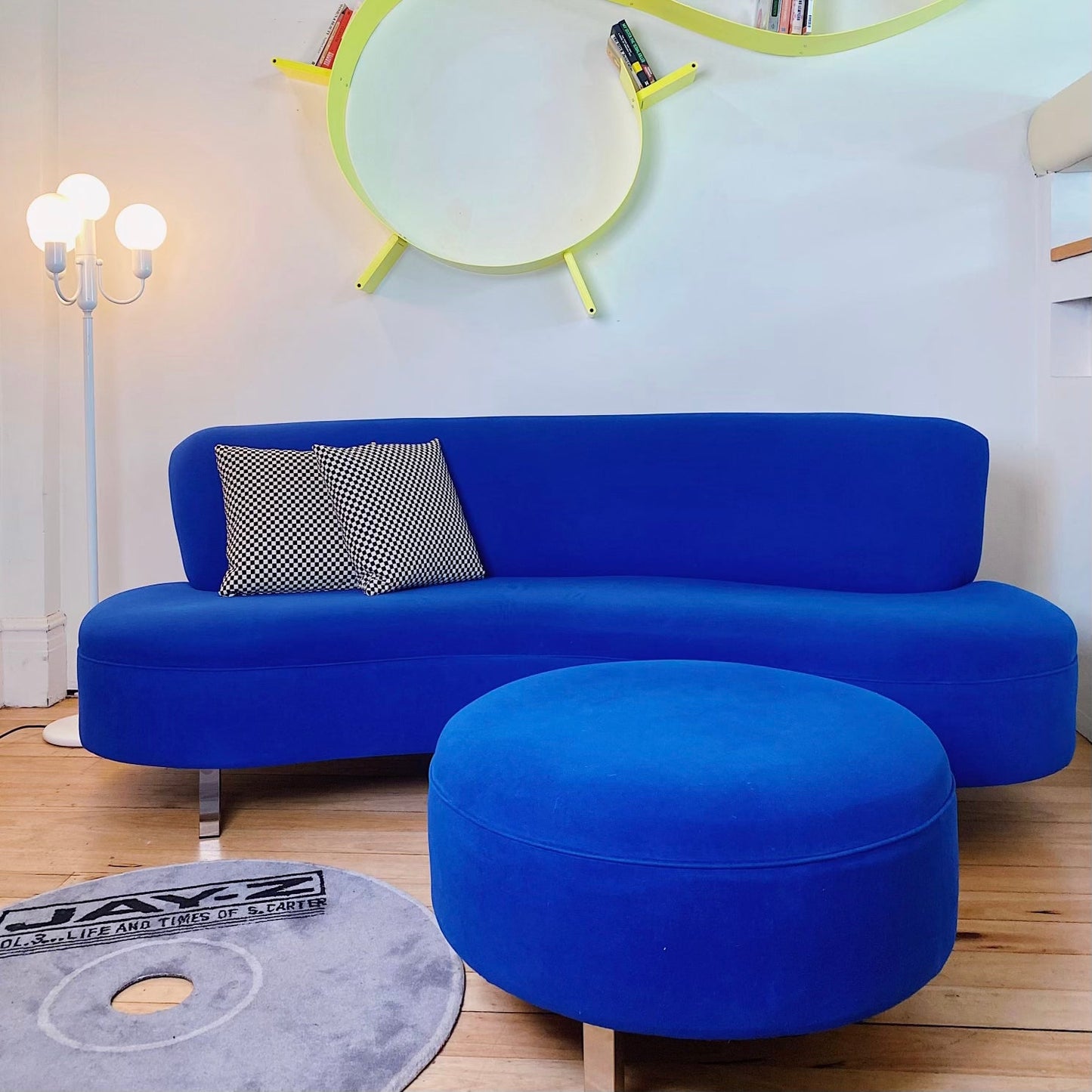 FANTASY #425 / Curved Cobalt Blue Cloud Sofa + Ottoman