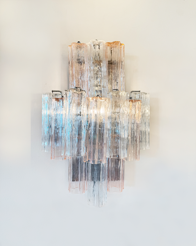 VENINI / Soft Pink Murano Tronchi Wall Sconce