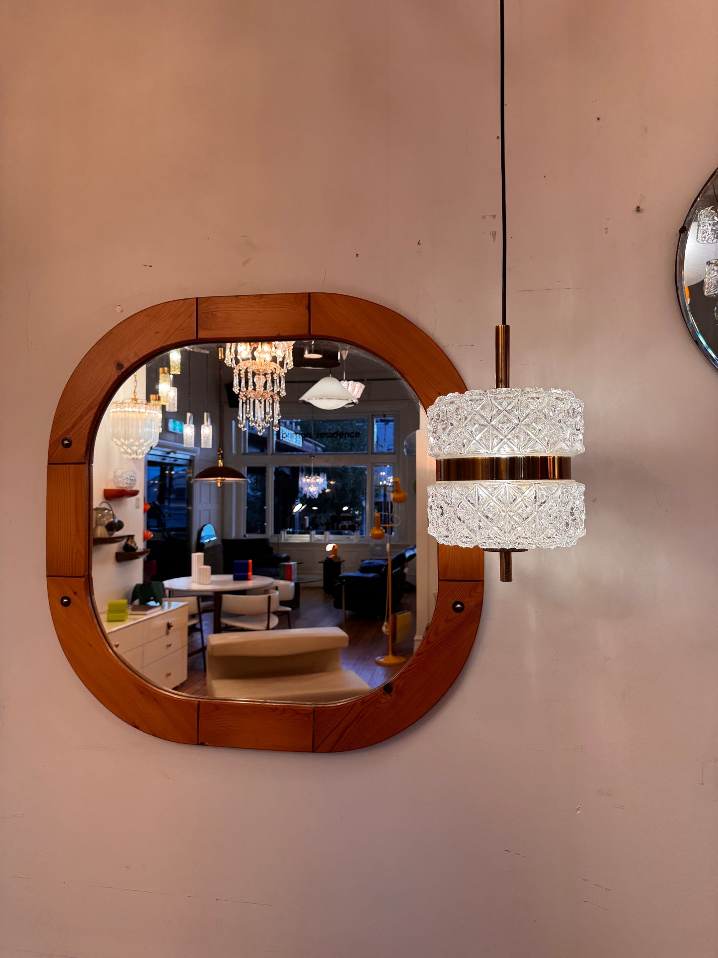 VINTAGE / 1960s Austrolux Crystal Glass Pendant Light