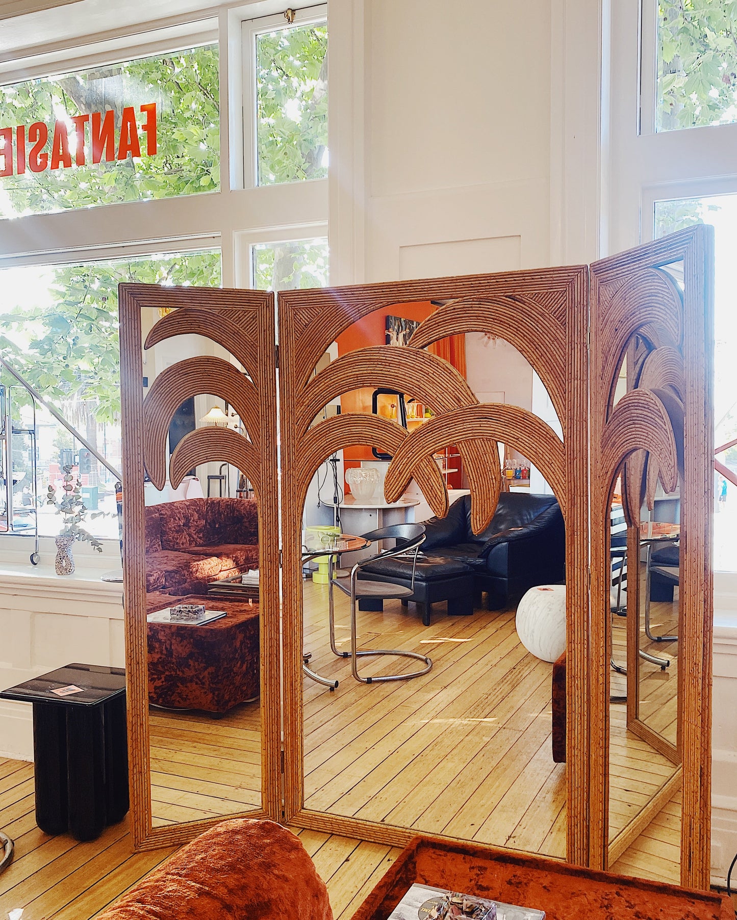 VIVAI DEL SUD / 1970s Bamboo Mirrored Screen