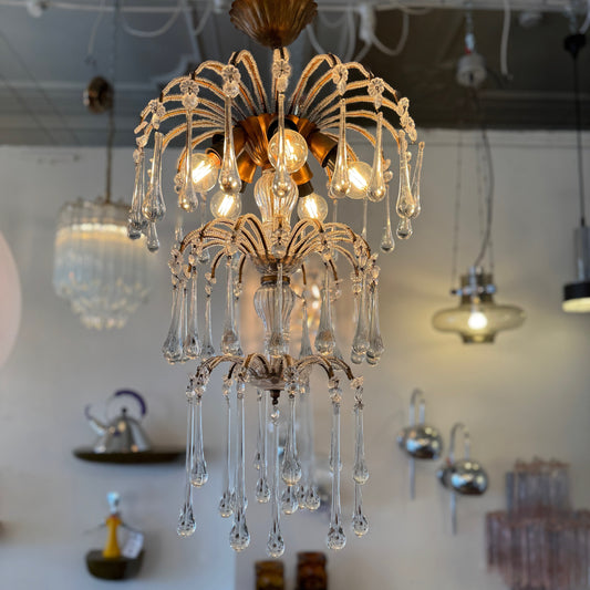 VINTAGE / Italian Waterfall Teardrop Chandelier