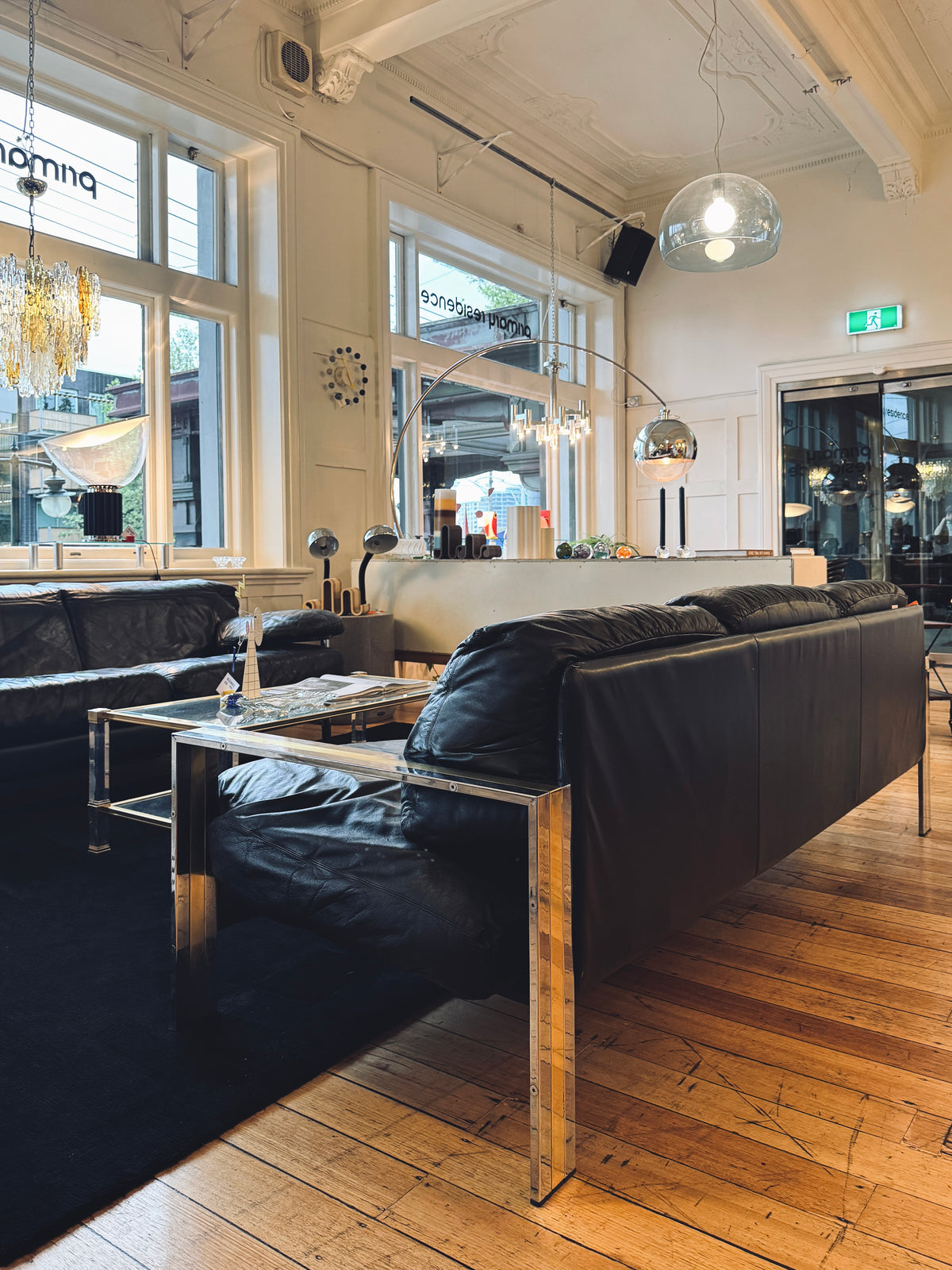 VINTAGE / Romeo Rega Leather & Chrome Sofa
