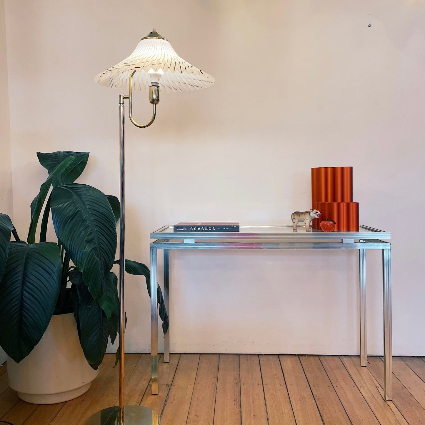 PIERRE VANDEL PARIS / 1980s Gold Console Table