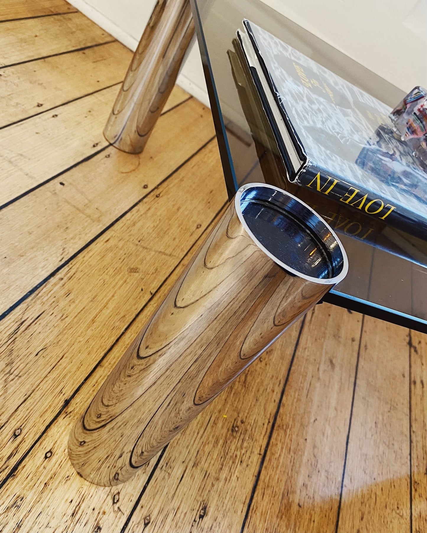 VINTAGE/ Chrome Tubular Coffee Table in the Manner of Mario Bellini