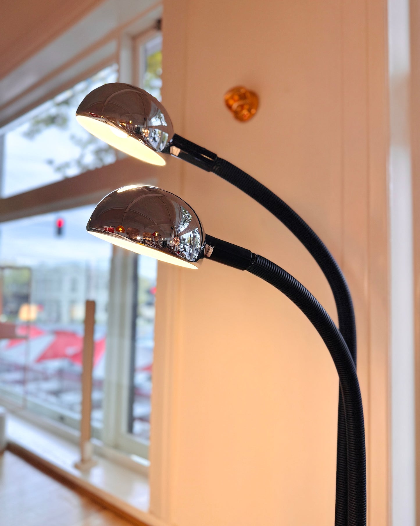 VINTAGE / Oslo Aust. 1970s Chrome Gooseneck Floor Lamp