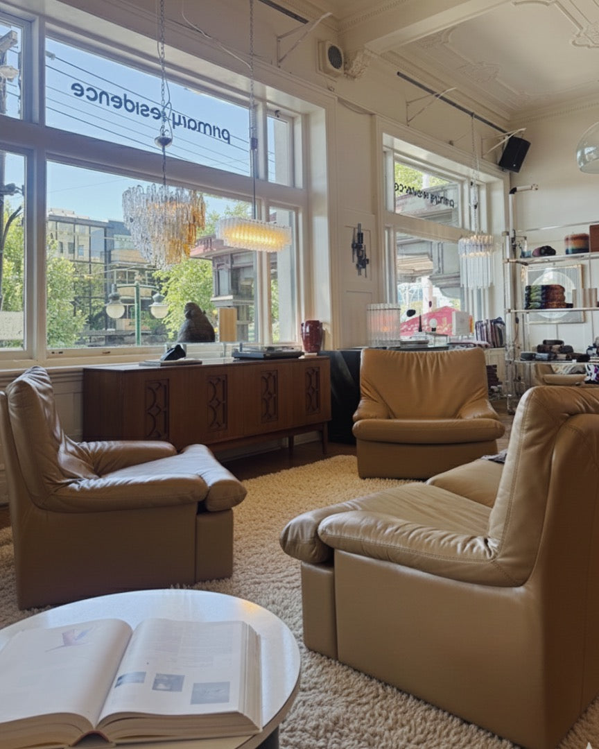 VINTAGE / Soft Tan Leather 3-Seater