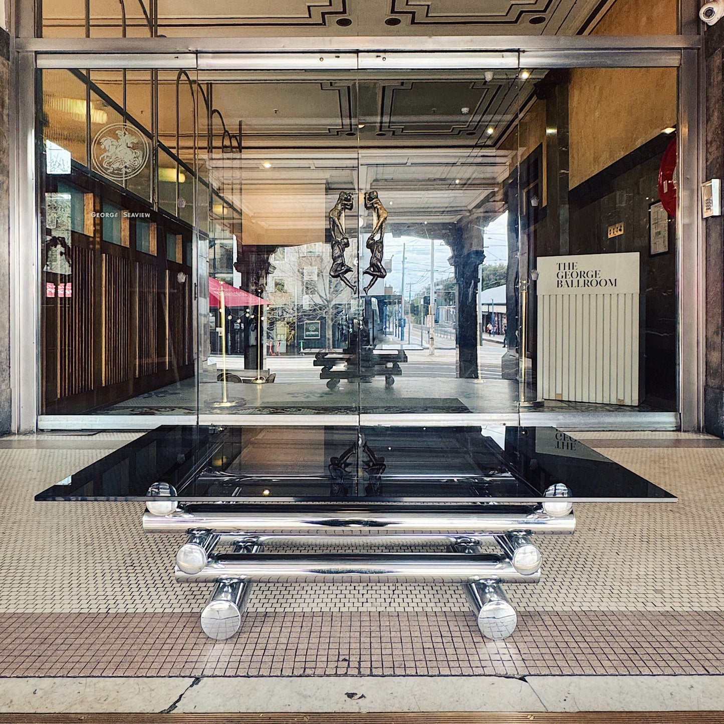 VINTAGE / 1970s Italian Tubular Chrome Smoky Glass Coffee Table