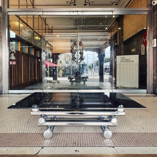 VINTAGE / 1970s Italian Tubular Chrome Smoky Glass Coffee Table