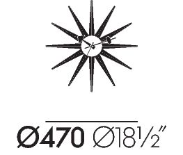VITRA / Sunburst Clock by George Nelson - Black + Brass