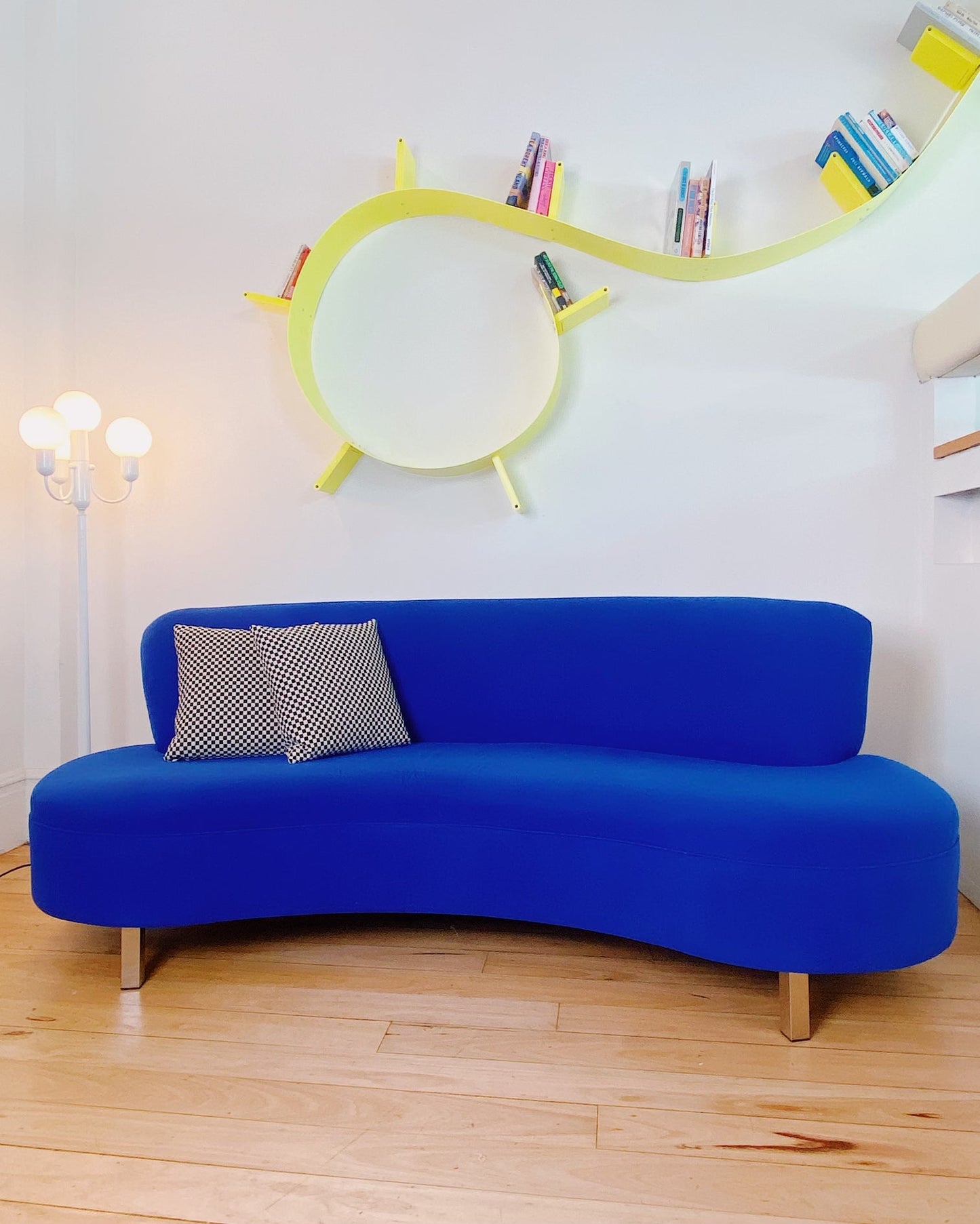 FANTASY #425 / Curved Cobalt Blue Cloud Sofa + Ottoman