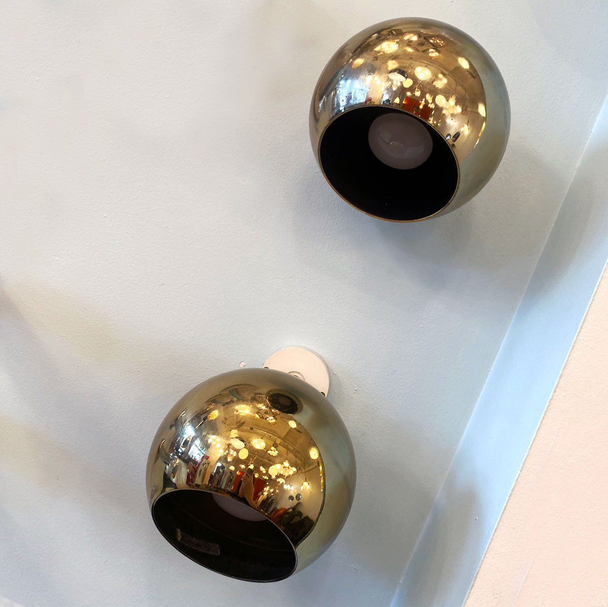 VINTAGE / 1970s Gold Disco Ball Sconces