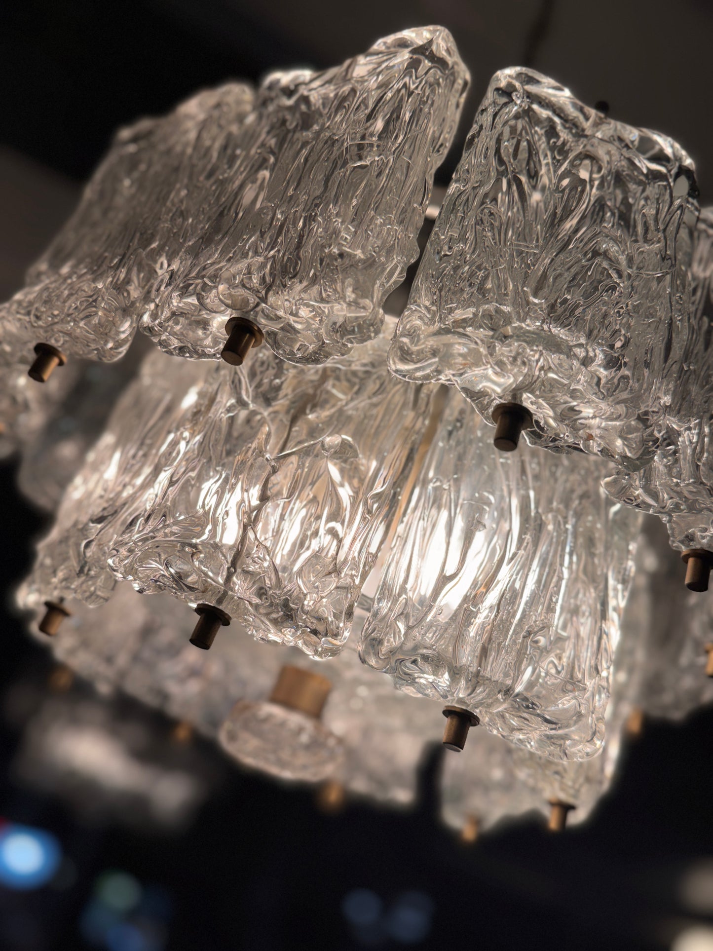 BAROVIER e TOSO / 1950s Mattonella Murano Glass Chandelier