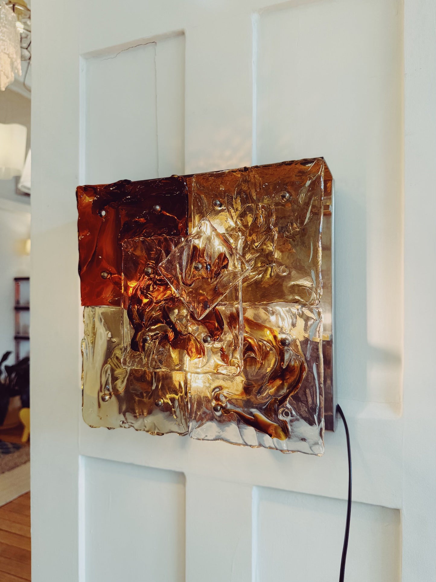 VENINI / 1970s Murano Glass Patchwork Wall Sconce by Toni Zuccheri
