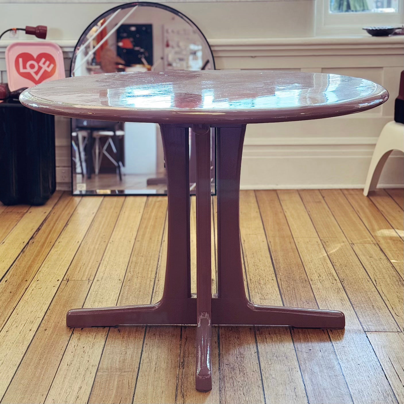 FANTASY #441 / Custom High Gloss Lacquered Dining Table in Aubergine