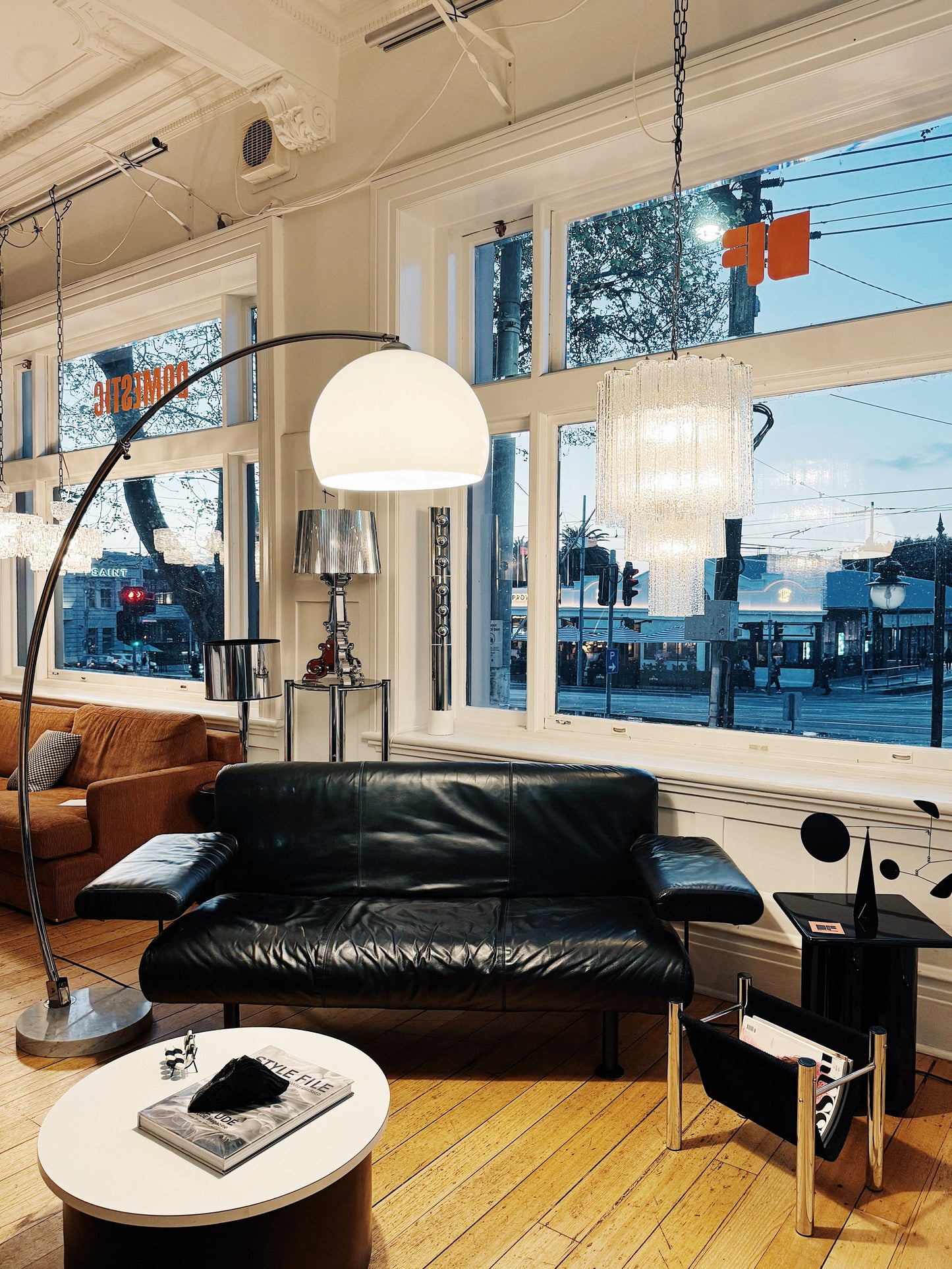 VINTAGE / 1960s Italian Chrome + Marble Arc Floor Lamp