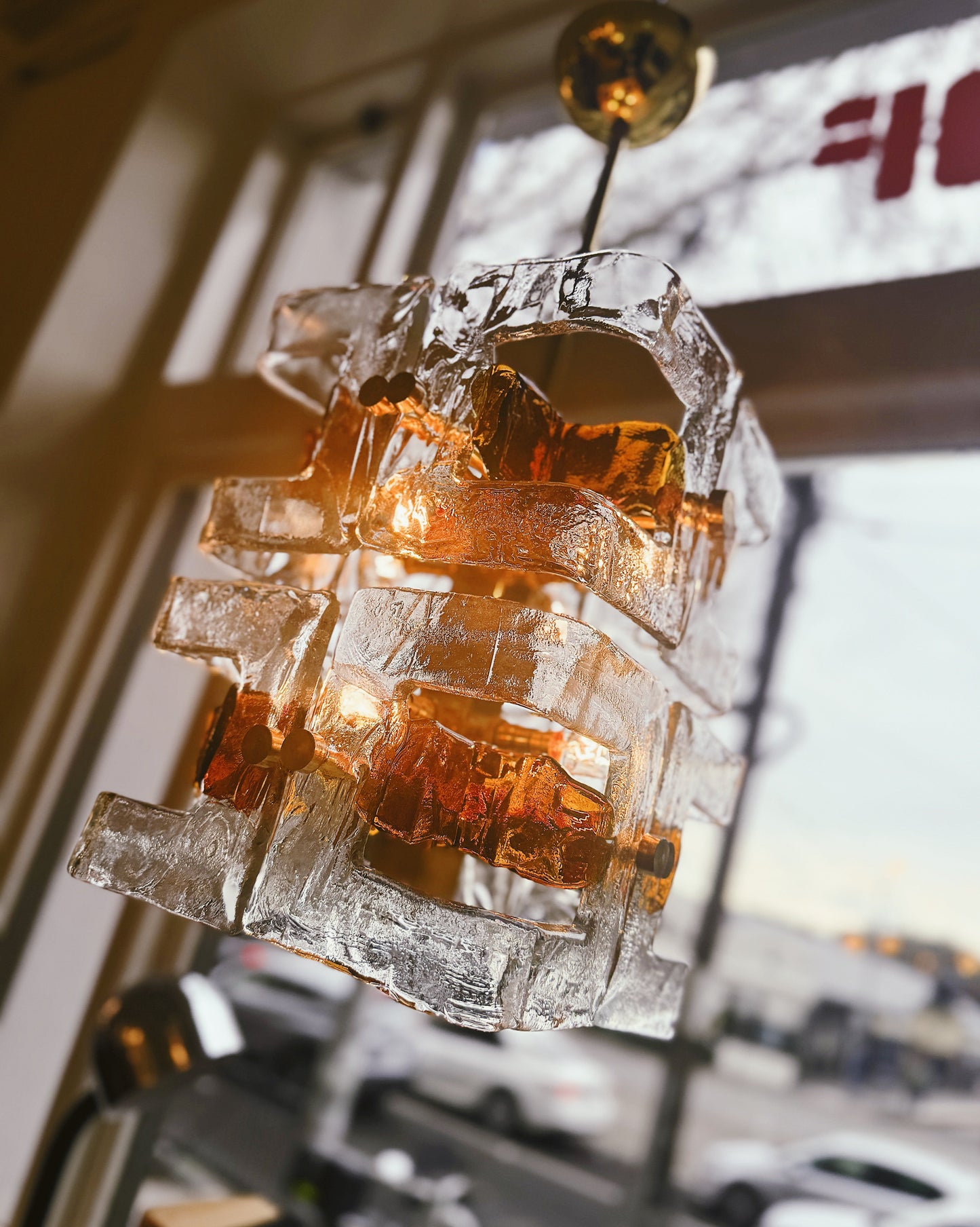 MAZZEGA / Geometric Murano Glass Suspension Light