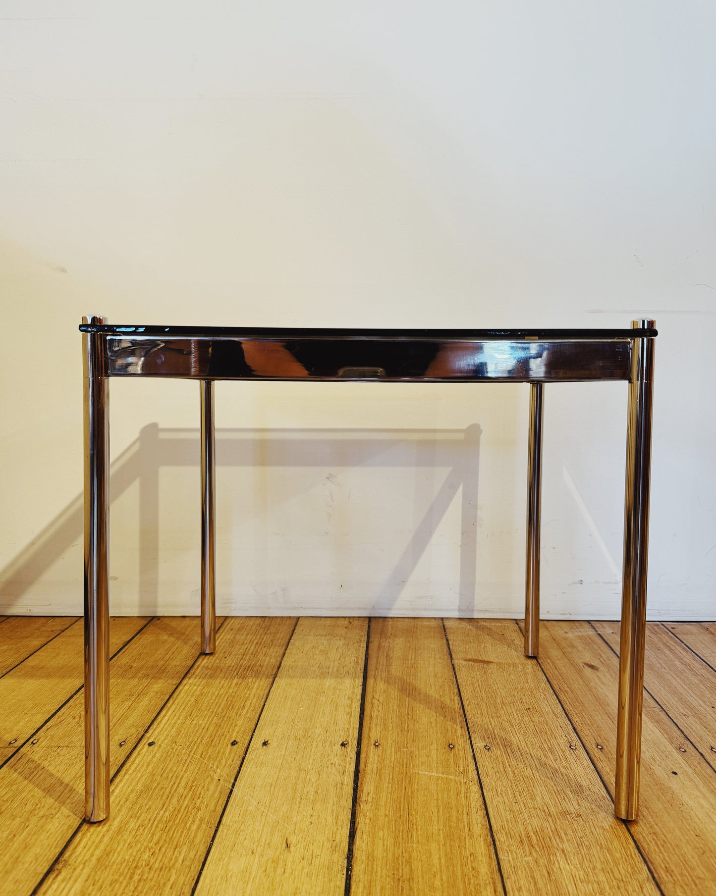 1970s HEAVY CHROME / Nesting Tables w/Bronze Fumé Glass