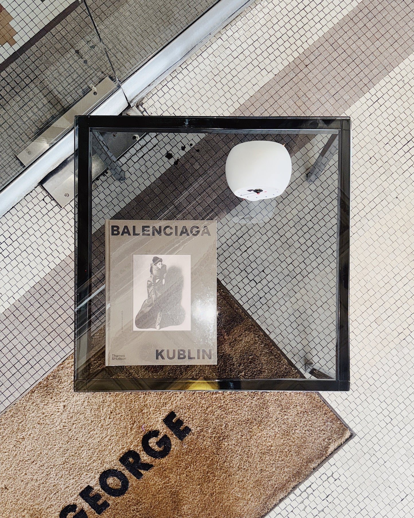 VINTAGE / Chrome & Smoke Grey Glass Coffee Table