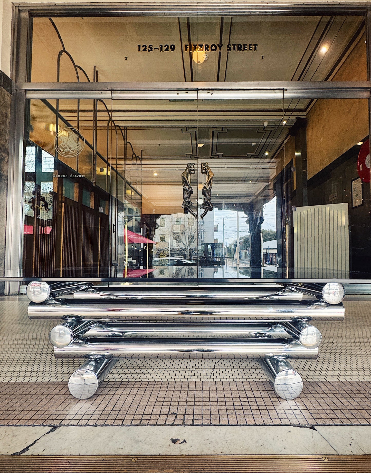 VINTAGE / 1970s Italian Tubular Chrome Smoky Glass Coffee Table