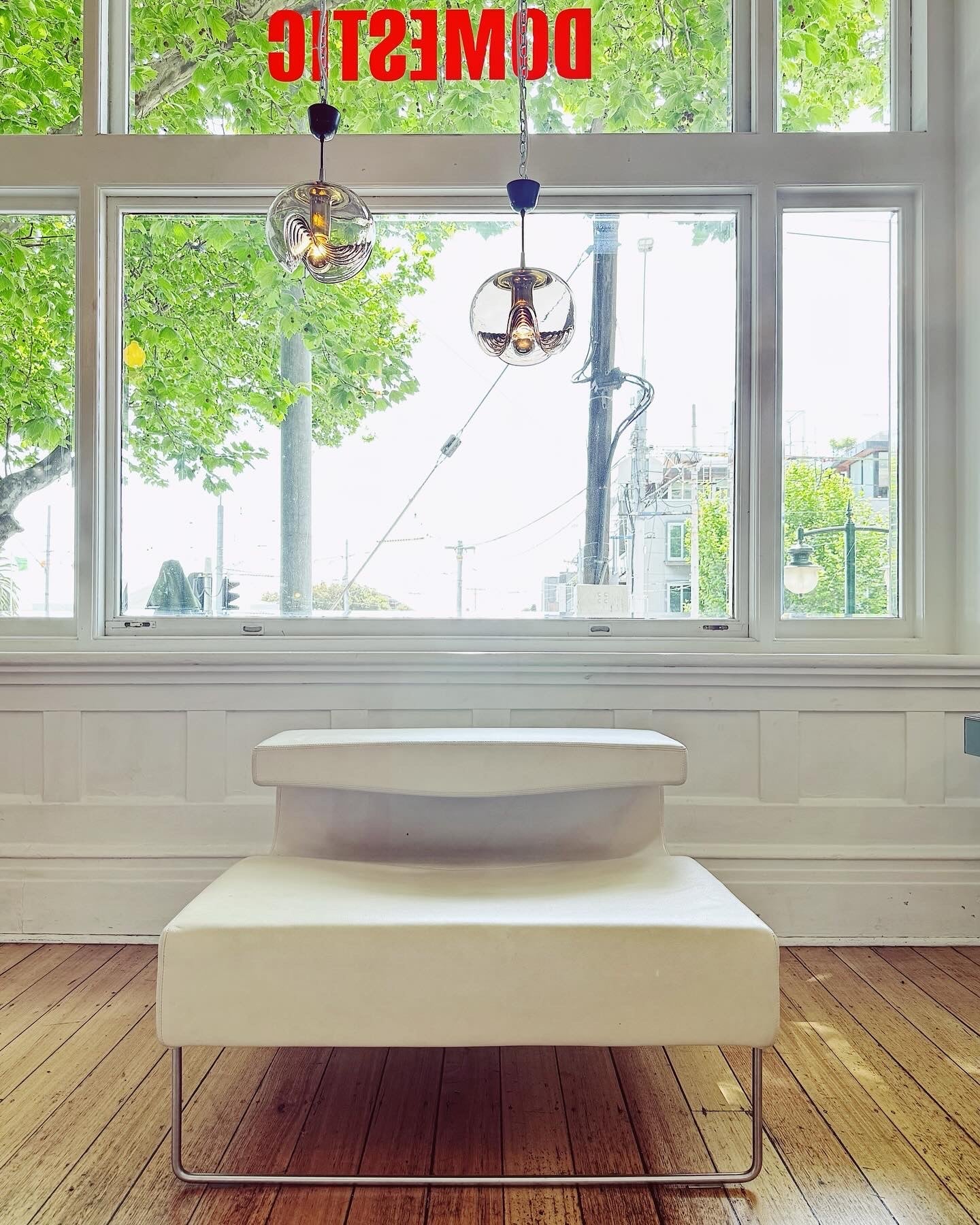 MOROSO / White Leather Lowseat Armchair by Patricia Urquiola