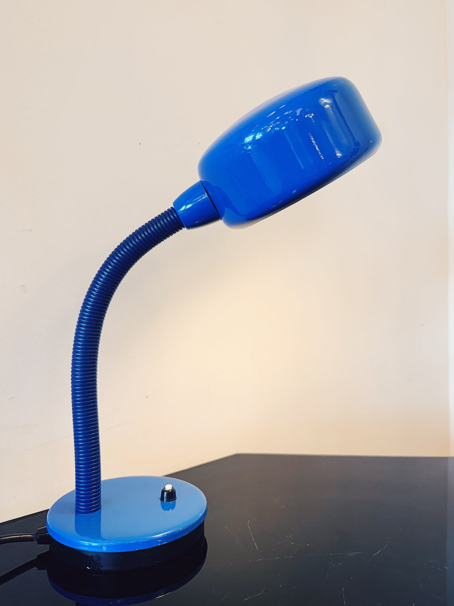 VINTAGE / Retro Gooseneck Desk Lamp - Blue