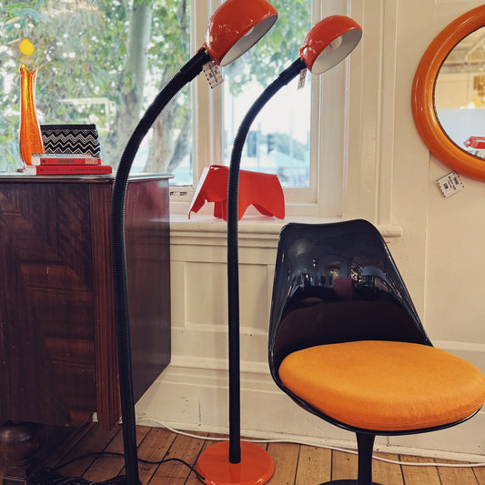 OSLO / 1970s Gooseneck Orange Floor Lamp