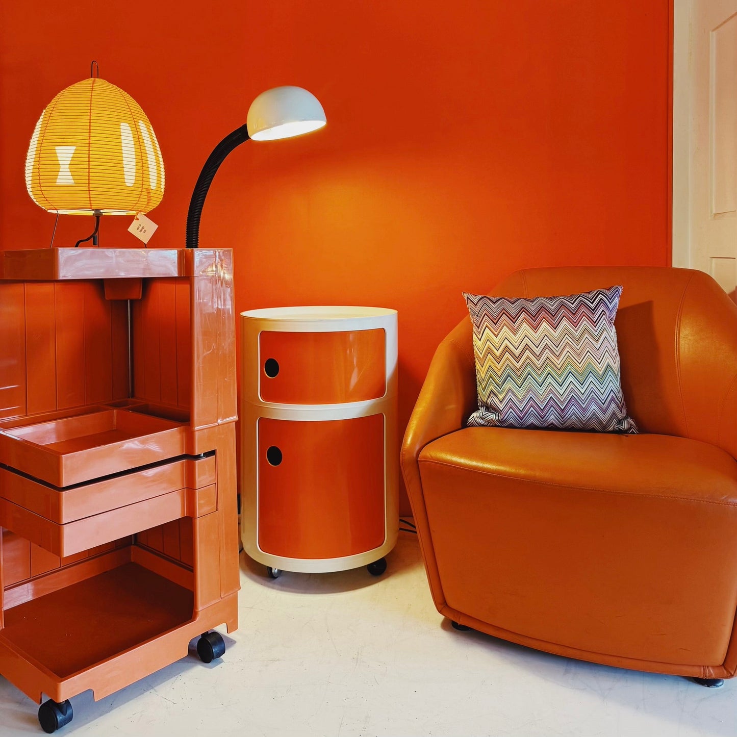 KARTELL / 1960s Vintage Orange & Cream Componibili by Anna Castelli Ferrieri