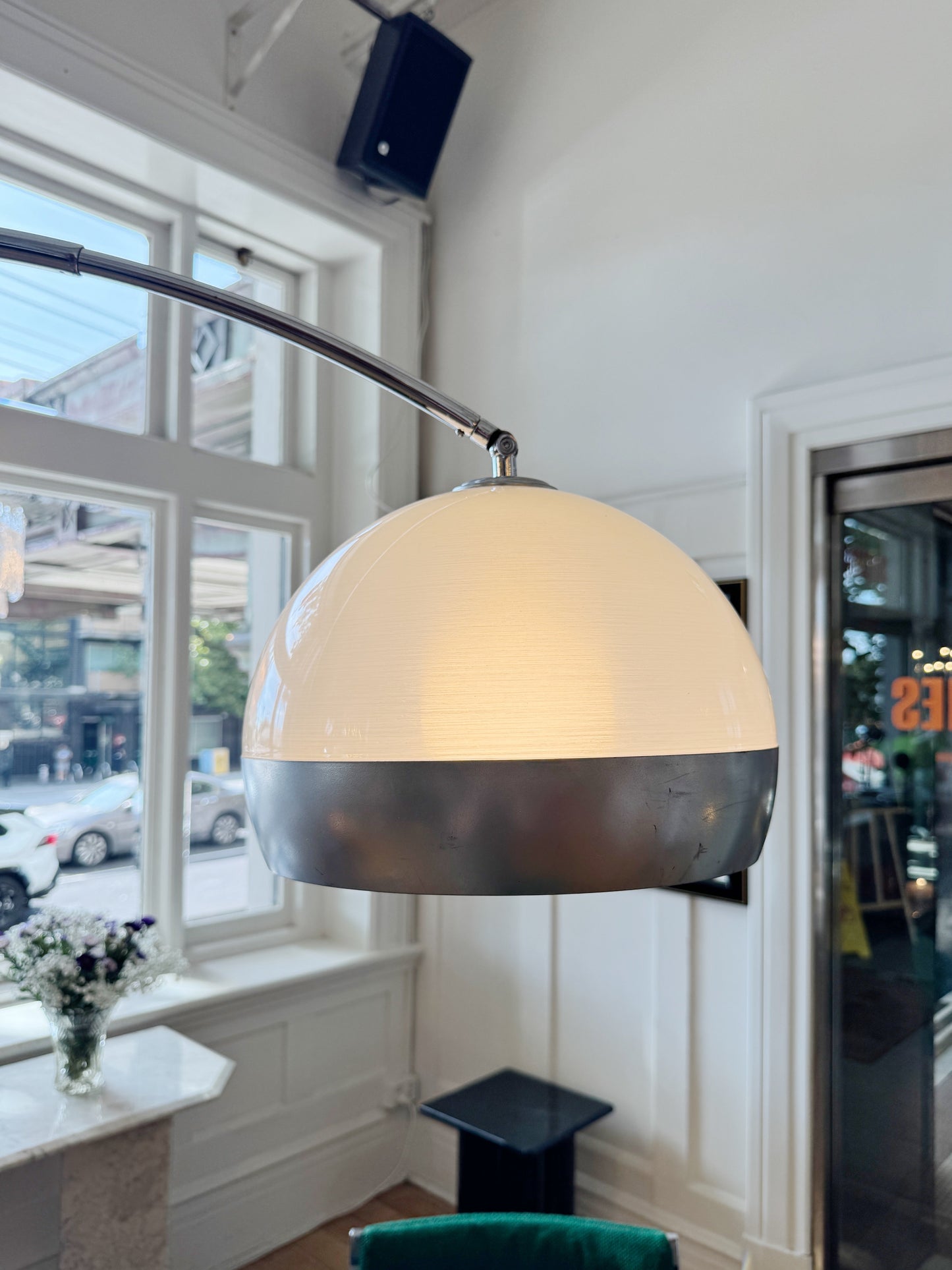 VINTAGE/ 1970s Arco Pebble Stone Base Floor Lamp