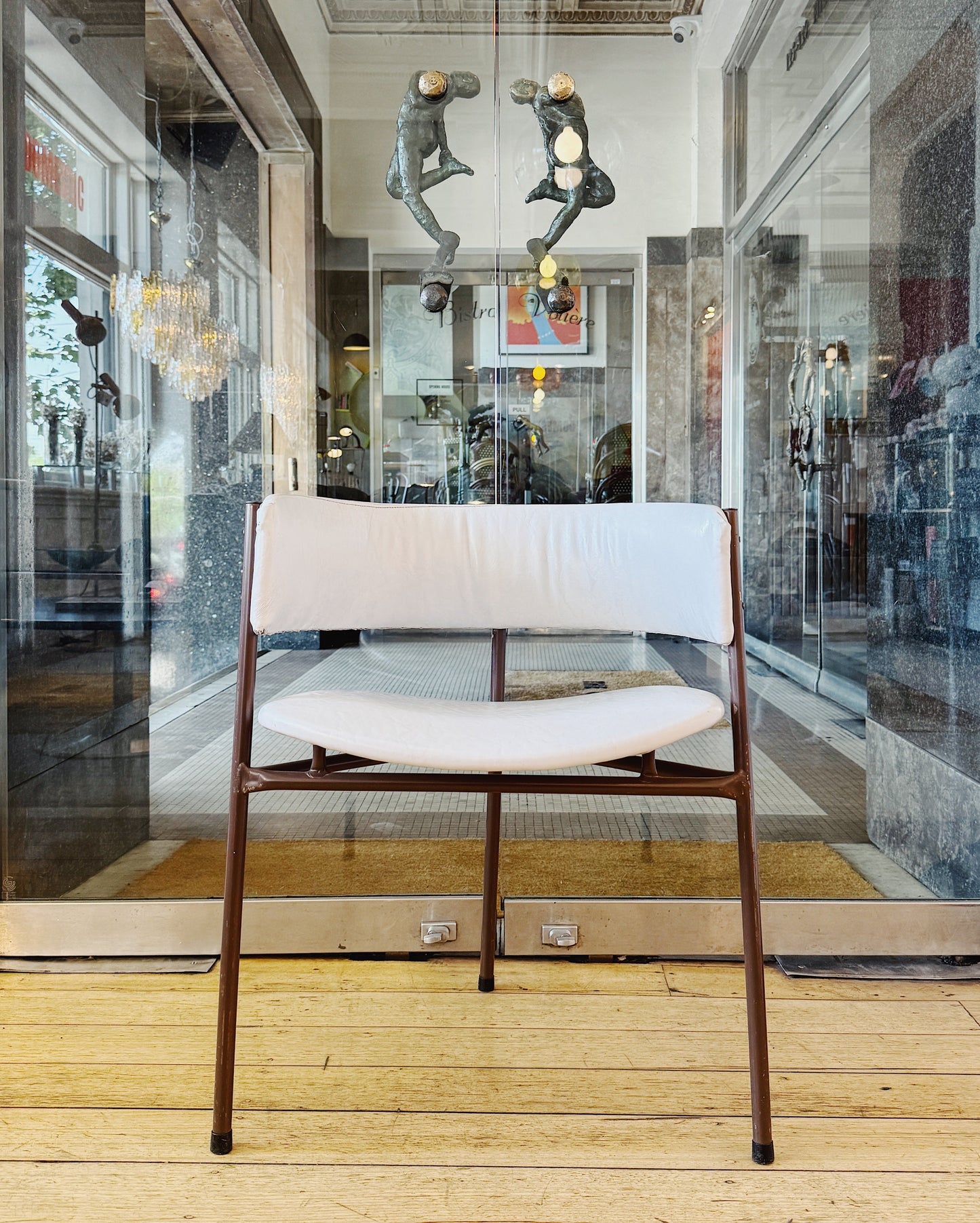 VINTAGE / Retro 3-Legged Vinyl Dining Chairs - Set of 4