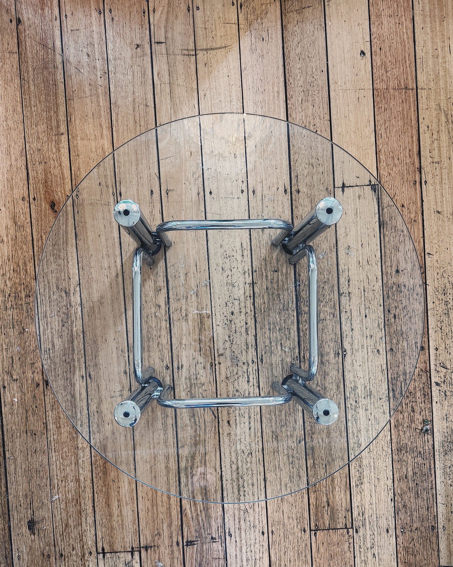 VINTAGE / Chrome & Clear Glass Coffee Table