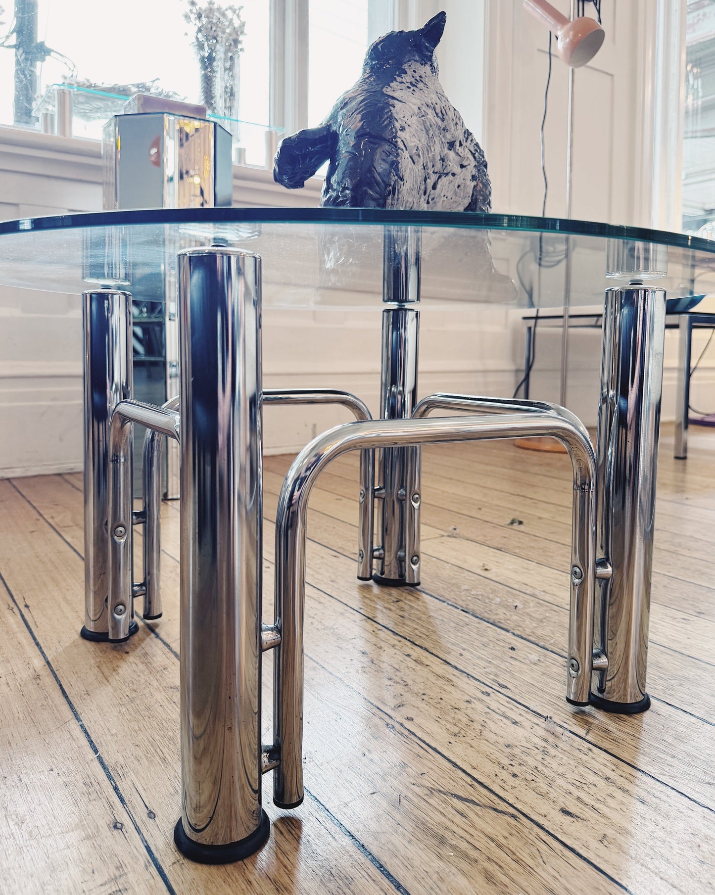 VINTAGE / Chrome & Clear Glass Coffee Table