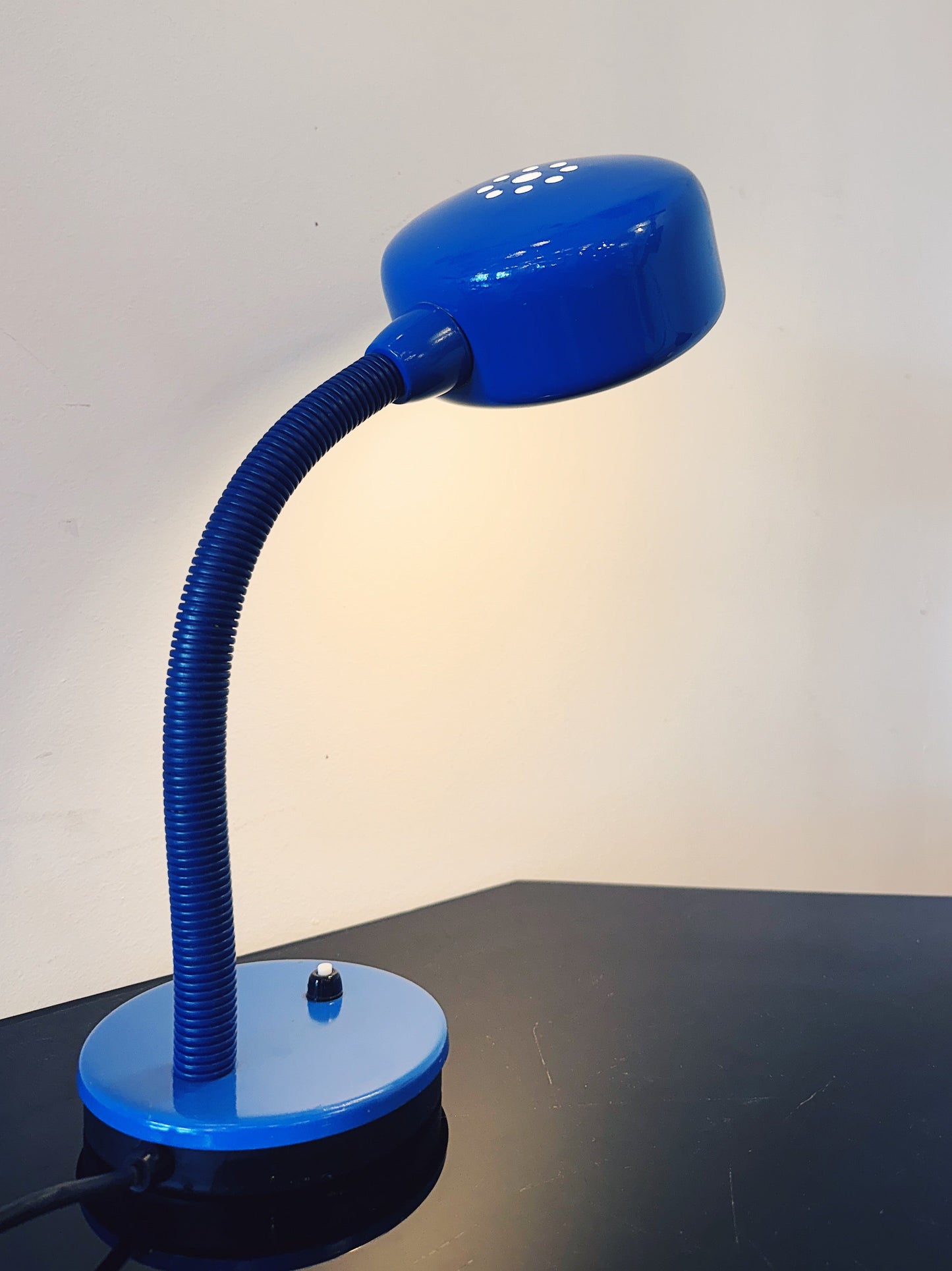 VINTAGE / Retro Gooseneck Desk Lamp - Blue